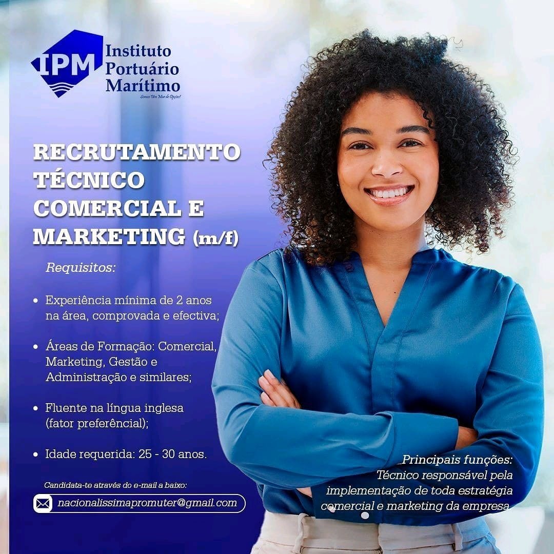 VAGA PARA TÉCNICO COMERCIAL E MARKETING (m/f) 