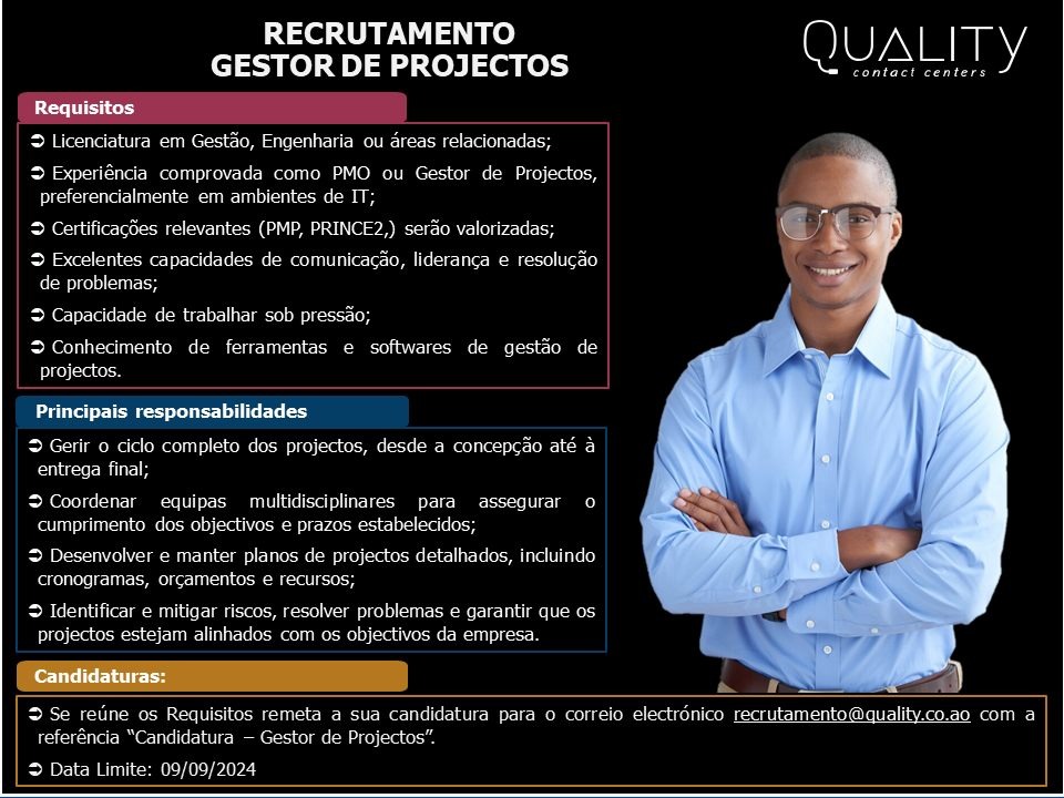VAGA PARA GESTOR DE PROJECTOS