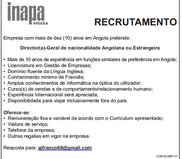 Vaga para Director(a)-Geral