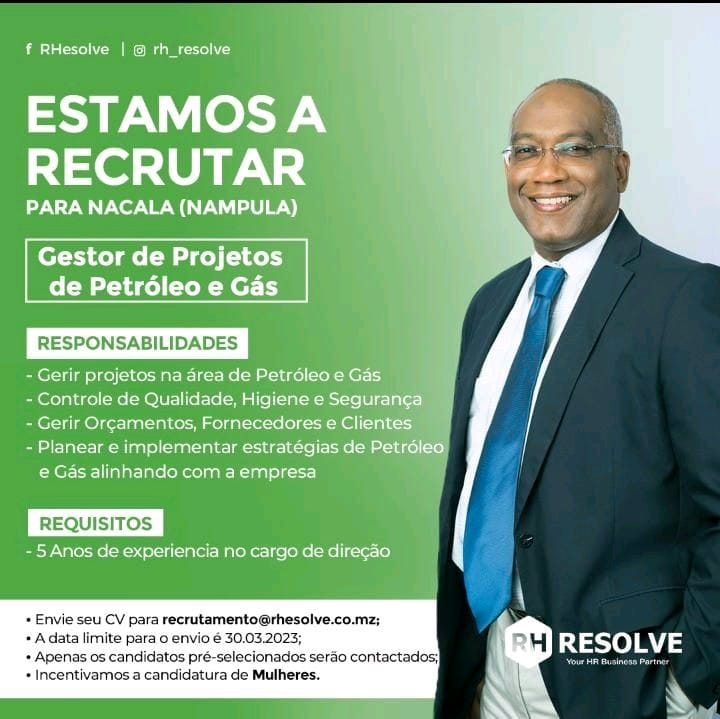 Vaga para Gestor de Projetos de Petróleo e Gás 