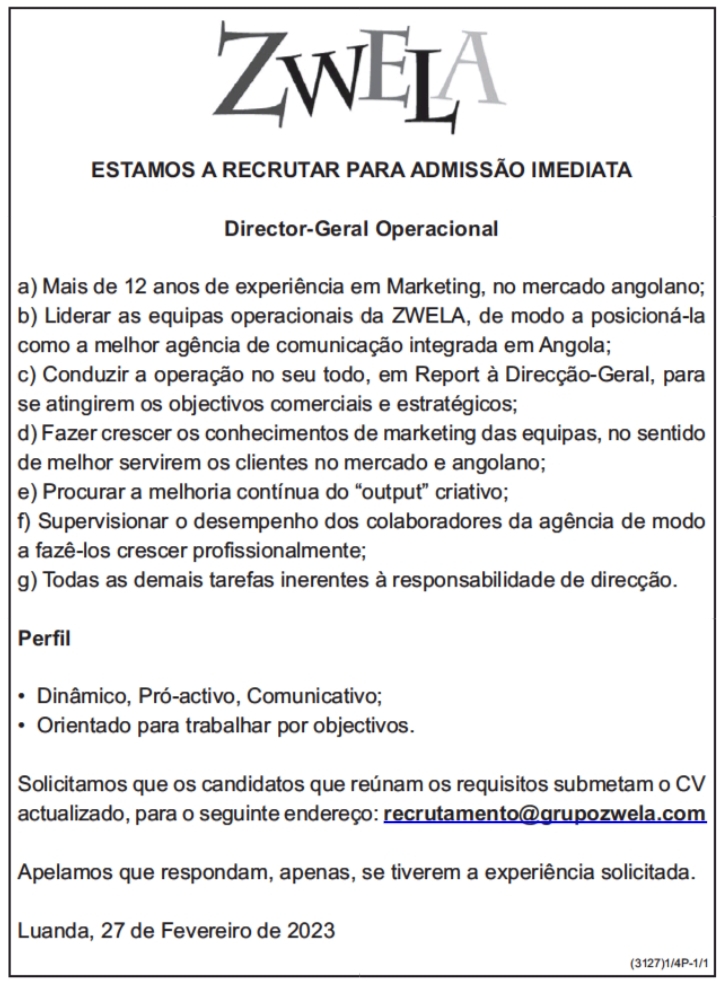 VAGA PARA DIRECTOR-GERAL OPERACIONAL 