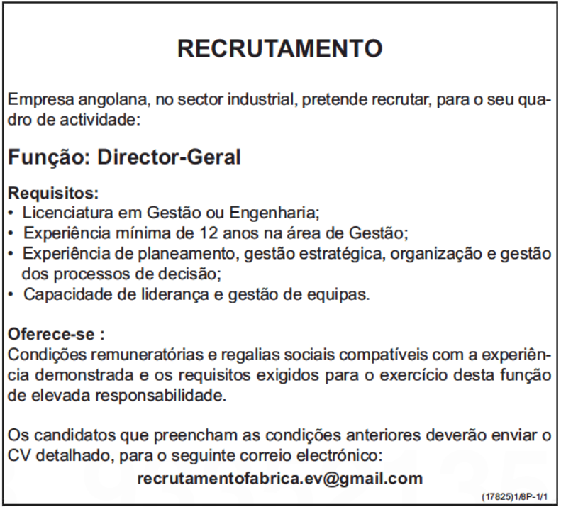 VAGA PARA DIRECTOR- GERAL