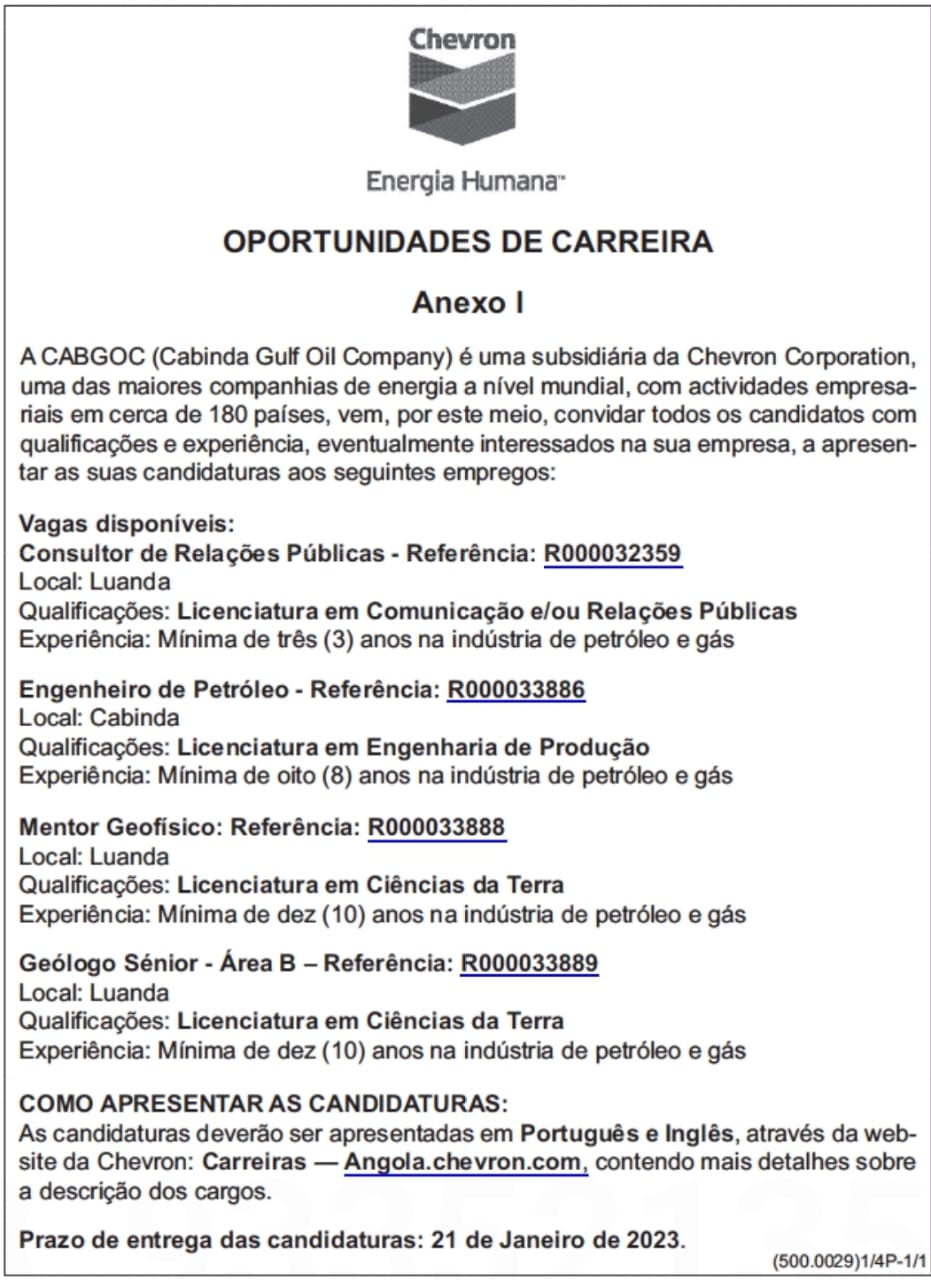 OPORTUNIDADES DE CARREIRA NA CABGOC