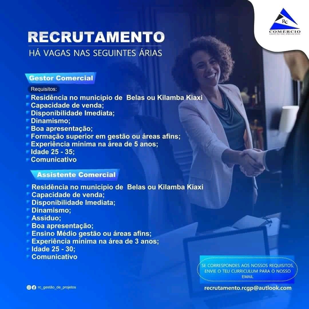 VAGA PARA GESTOR COMERCIAL & ASSISTENTE COMERCIAL 