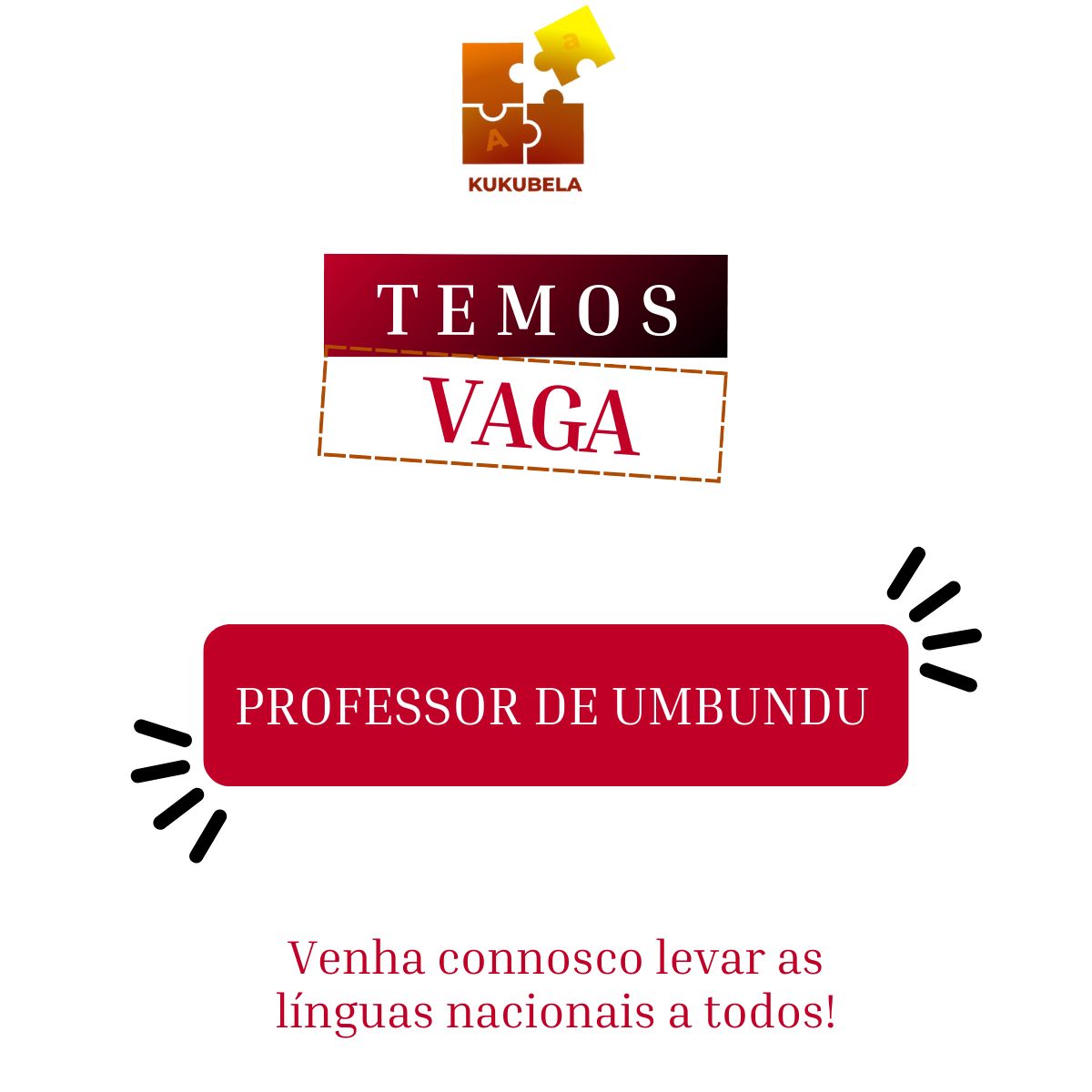 Vaga para Professor de Umbundu (Urgente)
