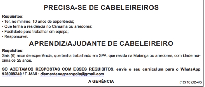 PRECISA-SE DE CABELEIREIROS