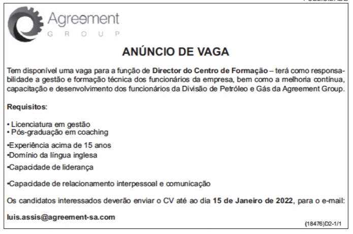UMA (1) VAGA PARA DIRECTOR DE CENTRO DE FORMAÇÃO