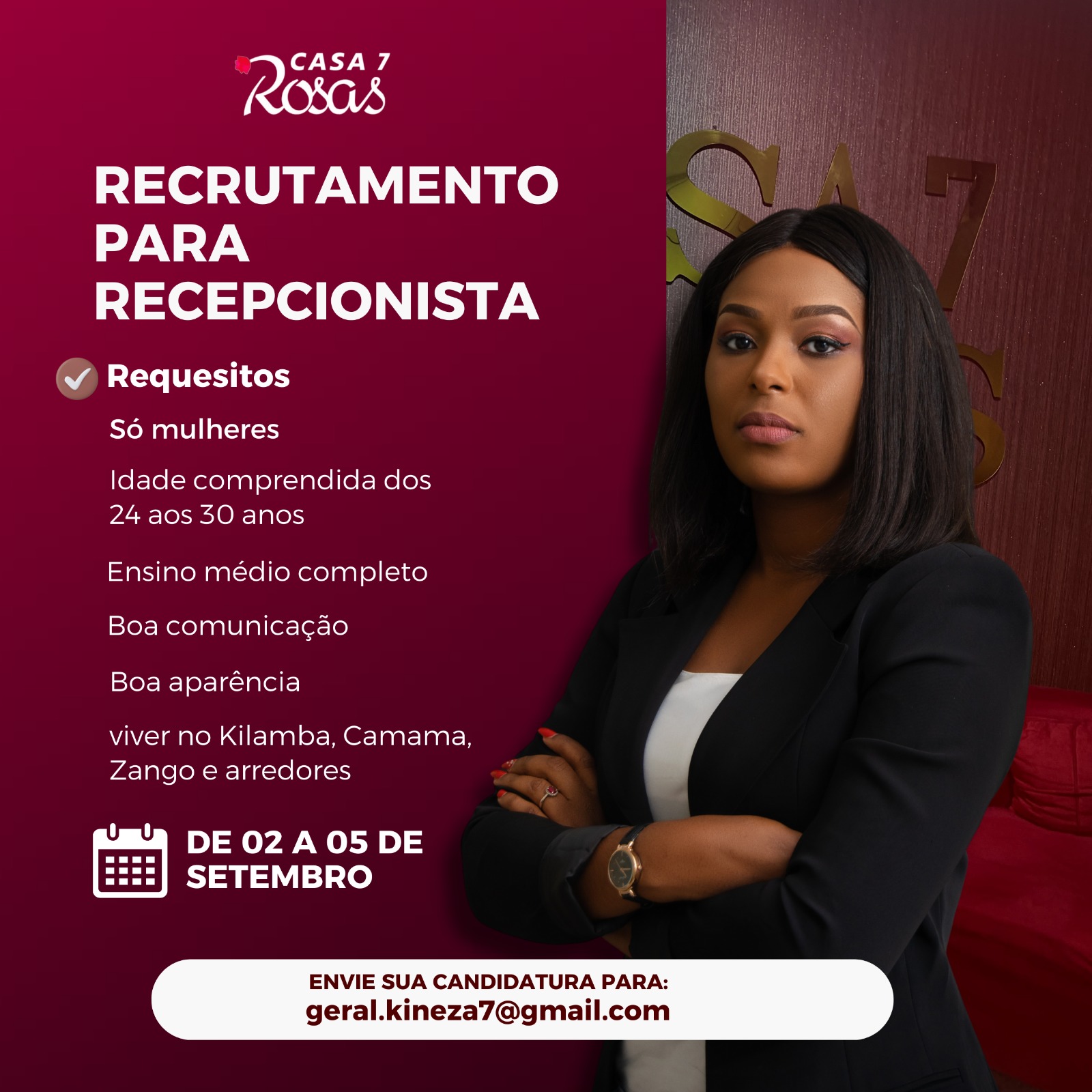 Vaga para Recepcionista