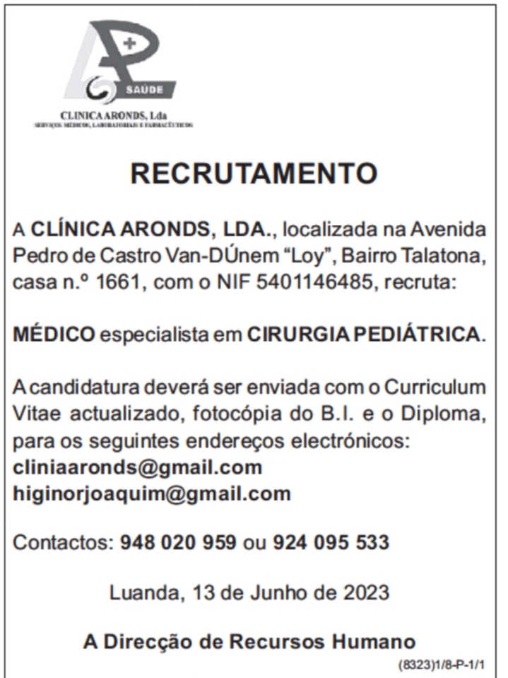 VAGA PARA MÉDICO ESPECIALISTA EM CIRURGIA PEDIÁTRICA