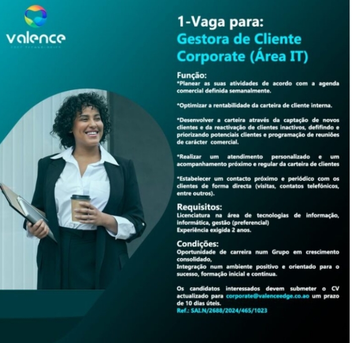 Vaga para Gestora de Cliente Corporate (Área IT)