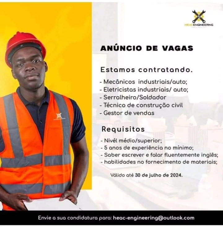 ABERTAS CINCO(5) VAGAS NA HEAC ENGINEERING