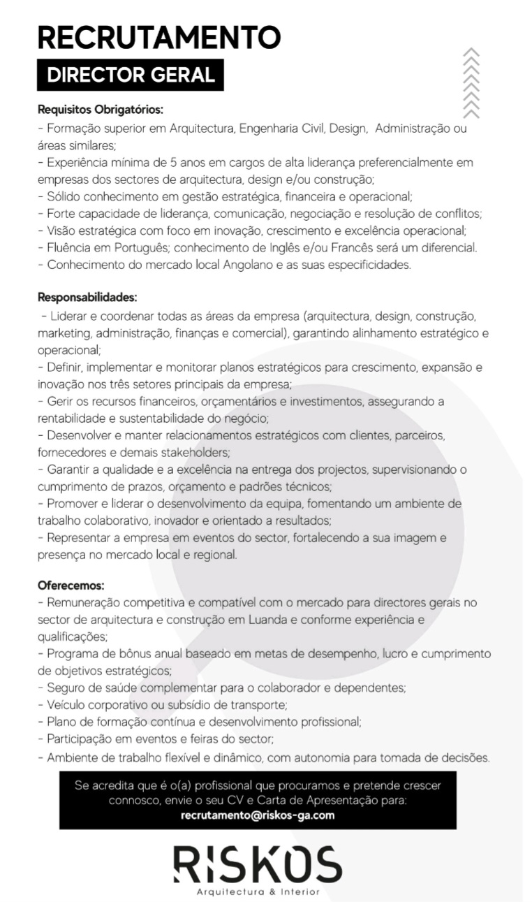 VAGA PARA DIRECTOR GERAL