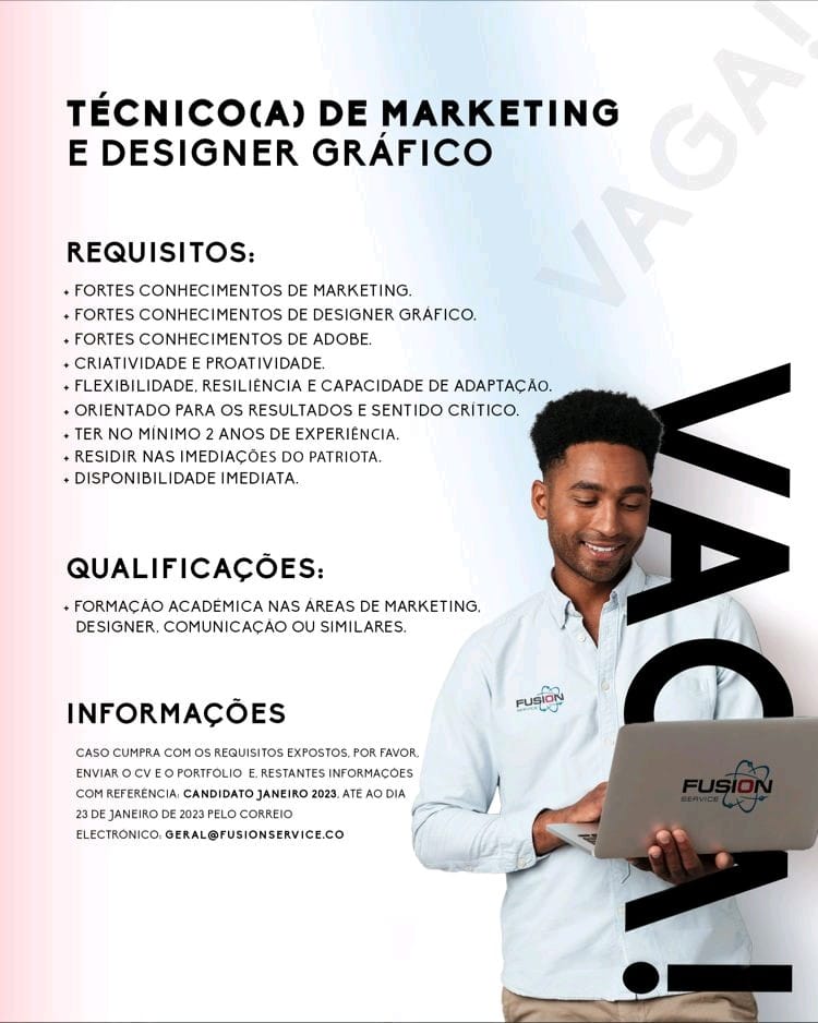 VAGA PARA TÉCNICO(A) DE MARKETING E DESIGNER GRÁFICO 