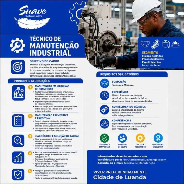 VAGA PARA TÉCNICO DE MANUTENÇÃO INDUSTRIAL