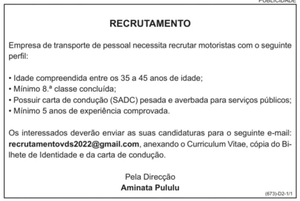 Vaga para Motoristas