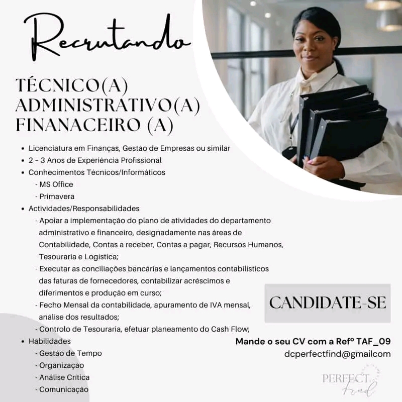 VAGA PARA TÉCNICO(A) ADMINISTRATIVO(A) FINANACEIRO (A) 