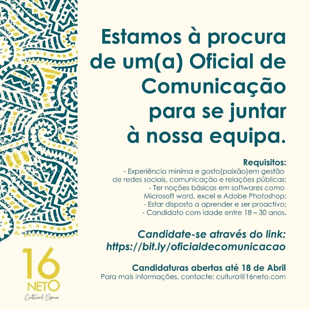 Vaga para um(a) Oficial de Comunicação