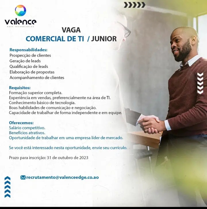 VAGA PARA COMERCIAL DE TI / JÚNIOR 