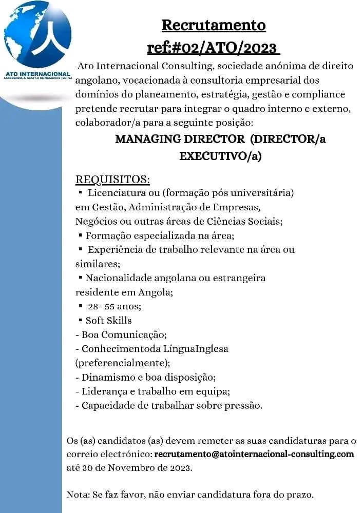VAGA PARA MANAGING DIRECTOR (DIRECTOR/a EXECUTIVO/a) 