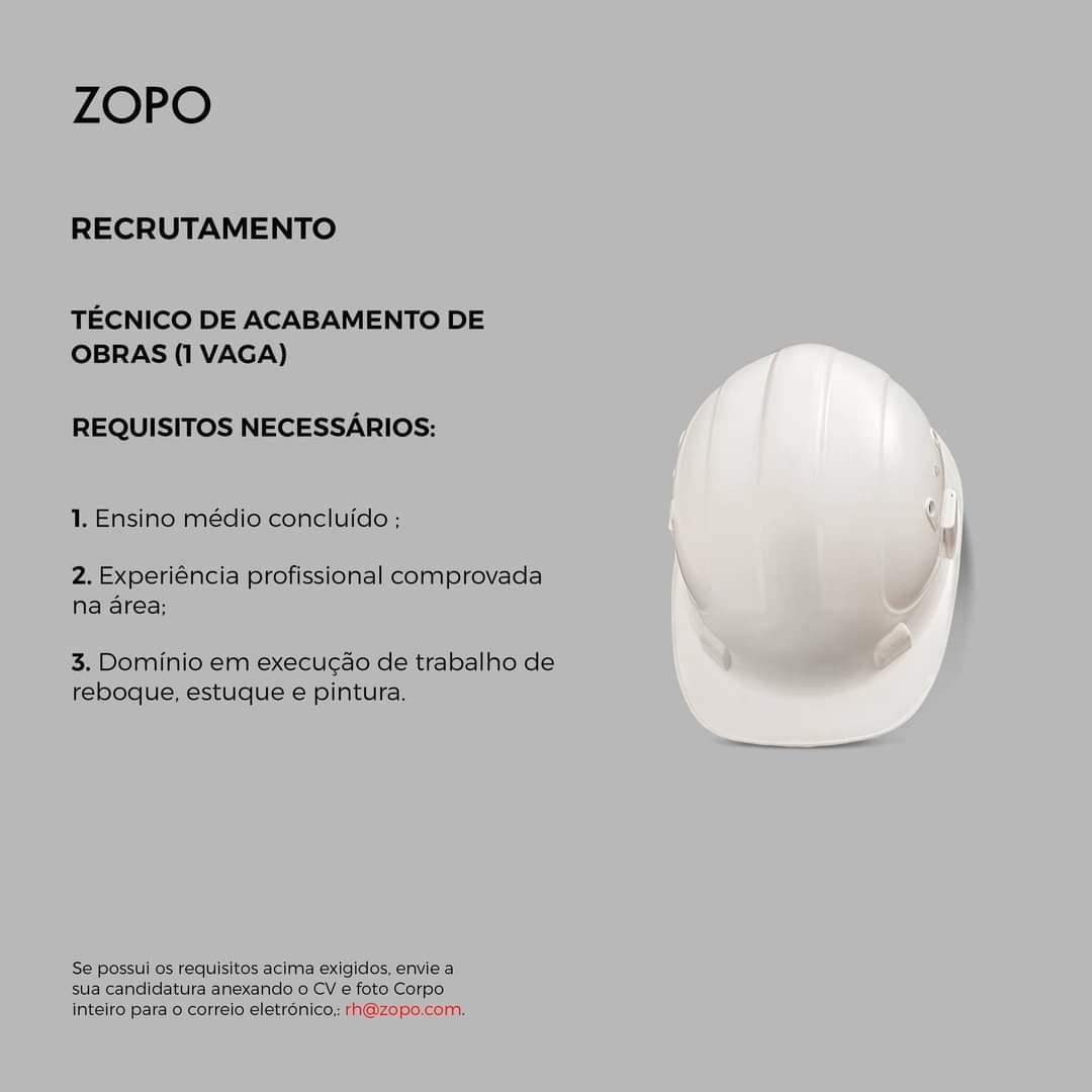 OPORTUNIDADE DE EMPREGO PARA UM(1) TÉCNICO DE ACABAMENTO DE OBRA 