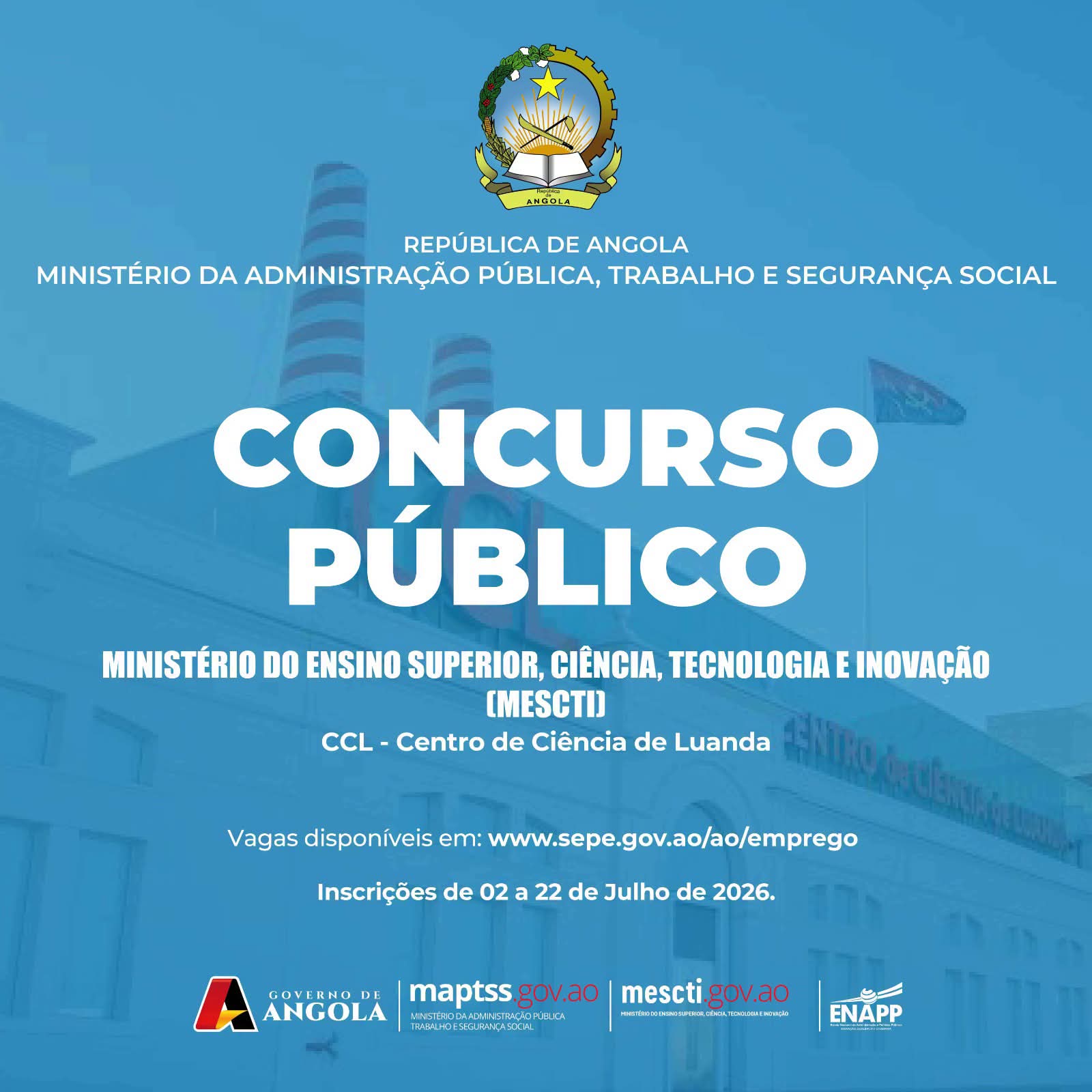 Concurso Público de Ingresso Externo — Centro de Ciência de Luanda (MESCTI)