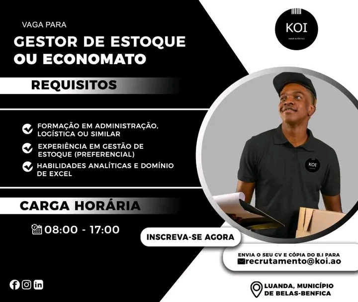 Vaga para Gestor de Estoque ou Economato