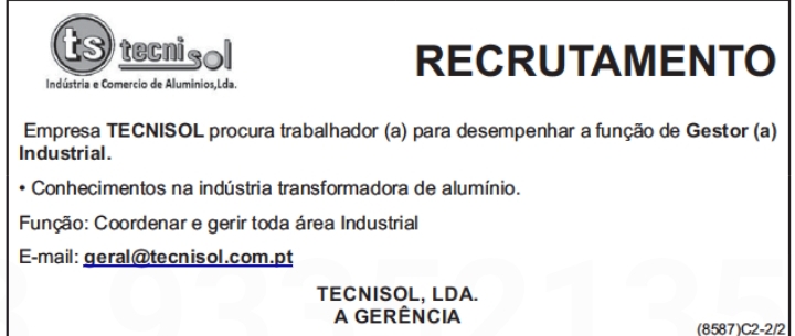 Vaga para Gestor (a) Industrial