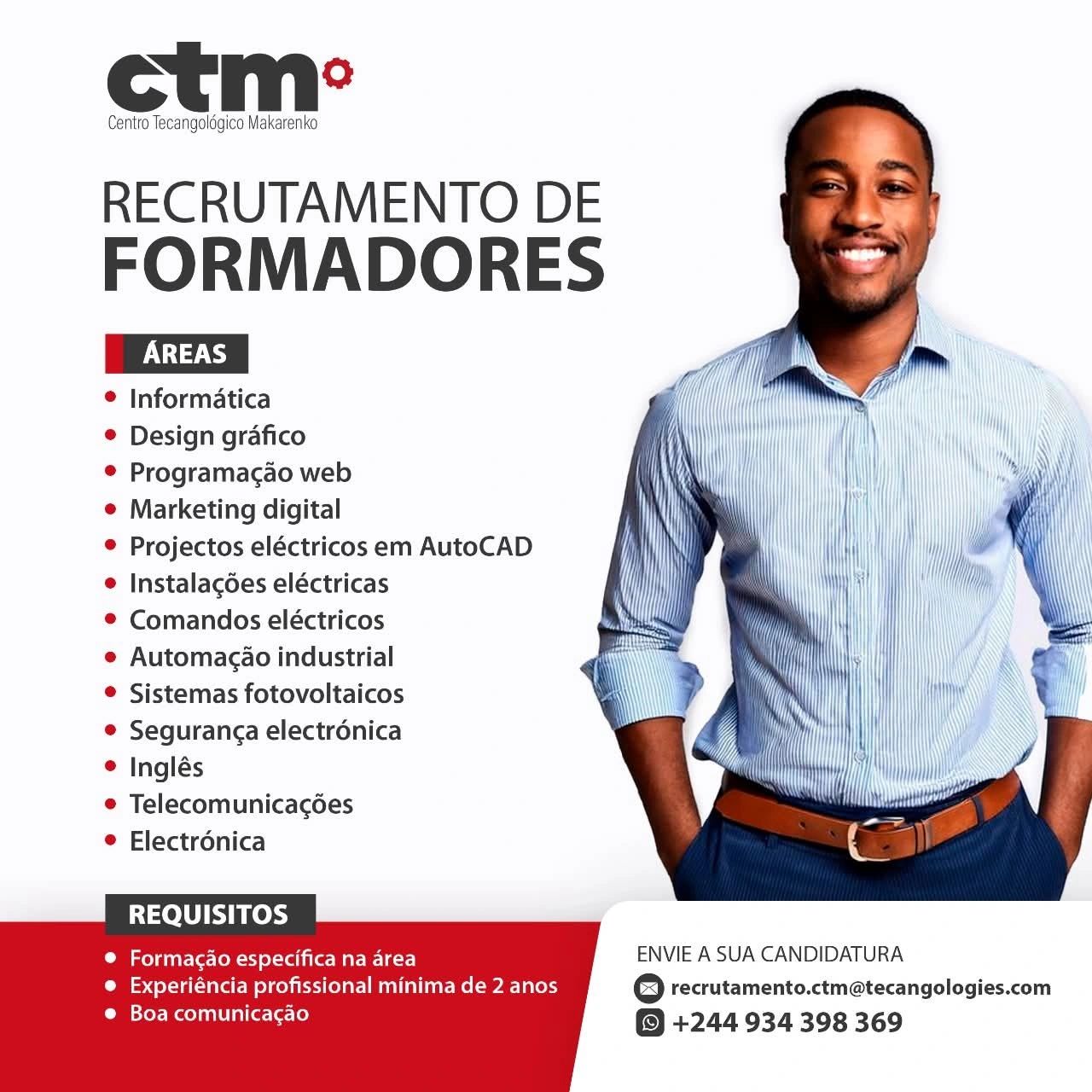 RECRUTAMENTO PARA FORMADORES EM MAIS DE 10 ÁREAS