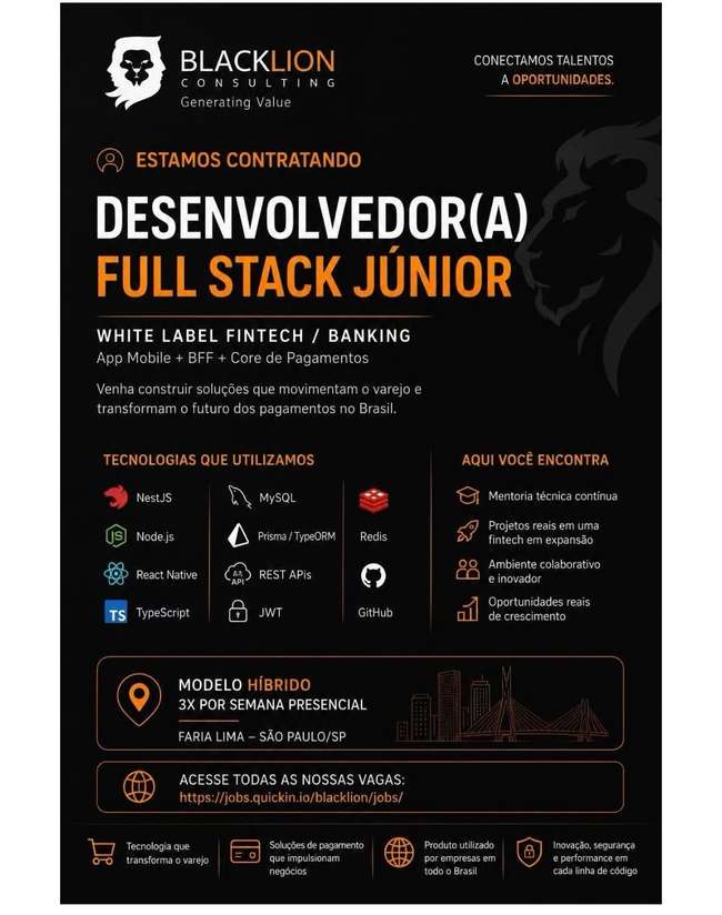 Vaga para Desenvolvedor(a) Full Stack Júnior - Empregos Yoyota