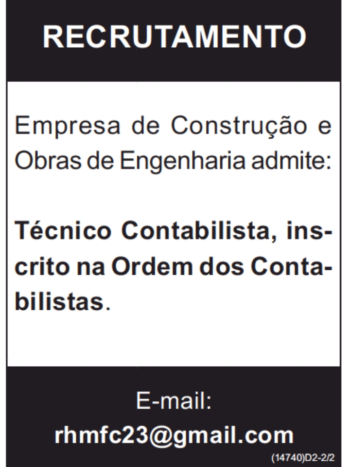 Vaga para Técnico Contabilista