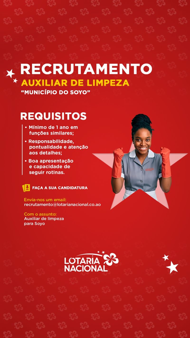 Vaga para Auxiliar de Limpeza 