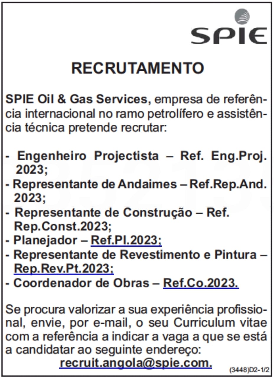 Seis( 6) Vagas disponíveis na SPIE Oil & Gas Services