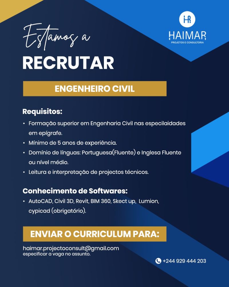 VAGA PARA ENGENHEIRO CIVIL 