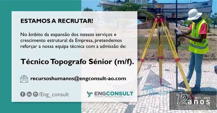 Vaga para Técnico Topografo Sénior