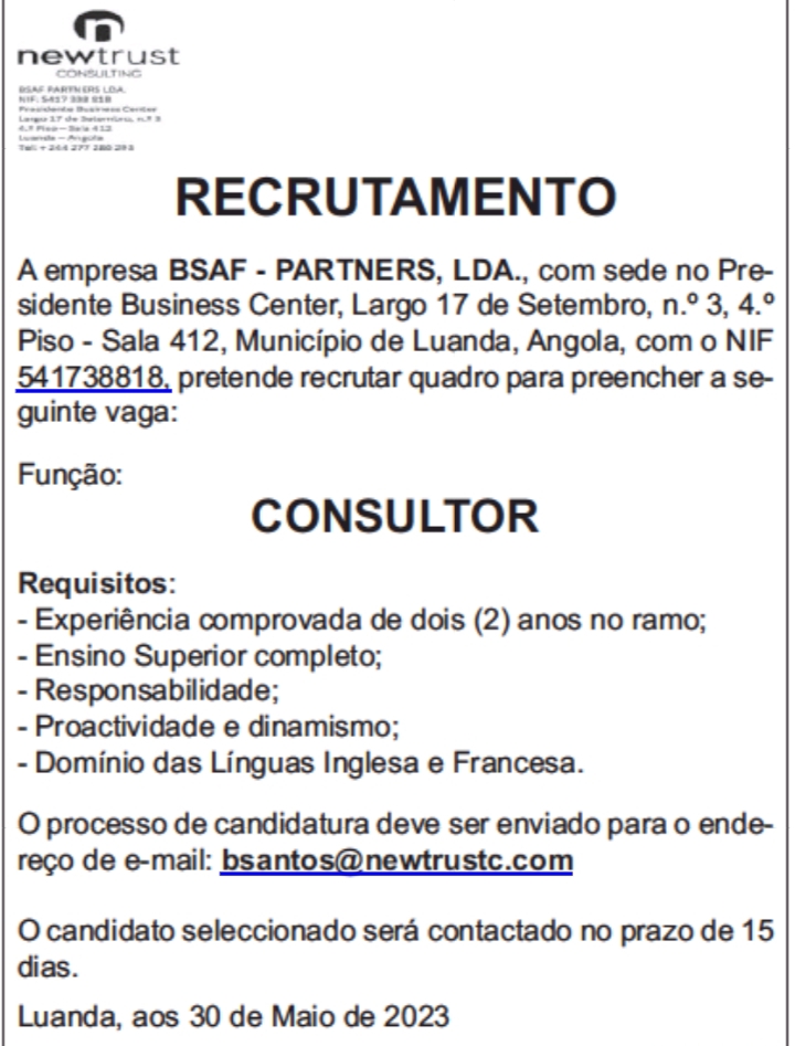 VAGA PARA CONSULTOR