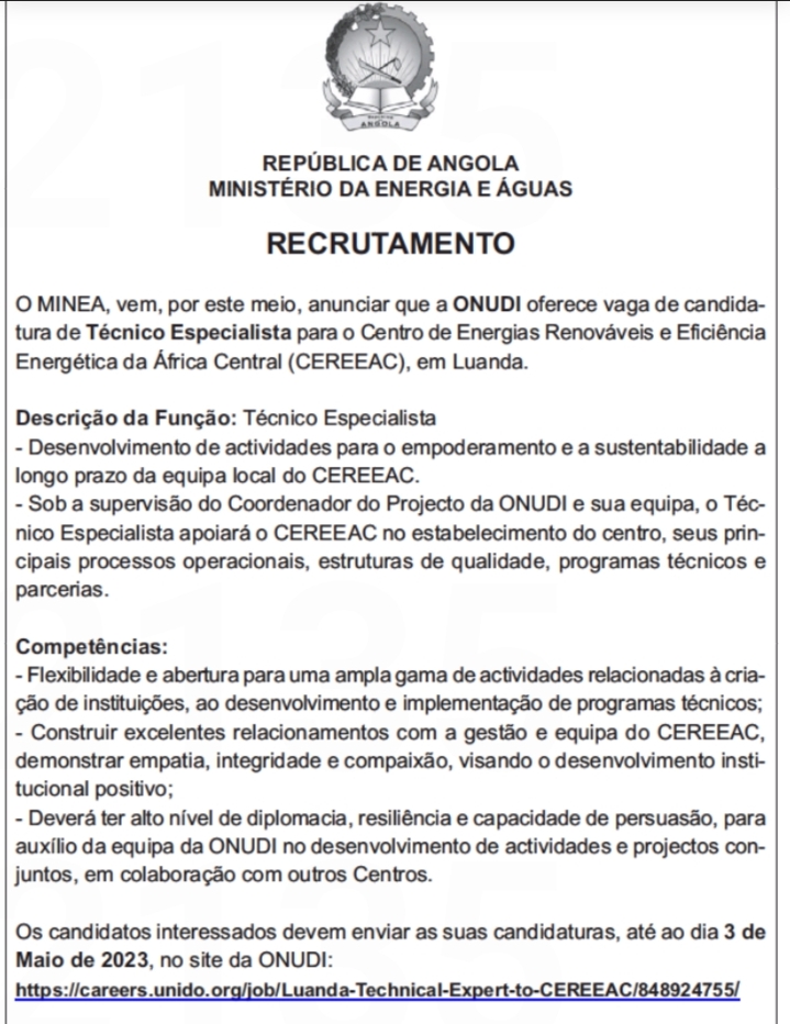 Vaga para Técnico Especialista