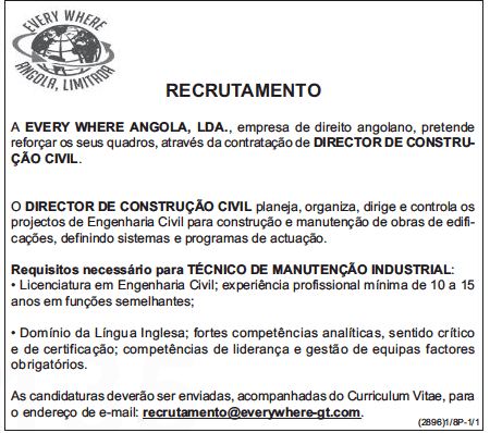 VAGA PARA DIRECTOR DE CONSTRUÇÃO CIVIL 