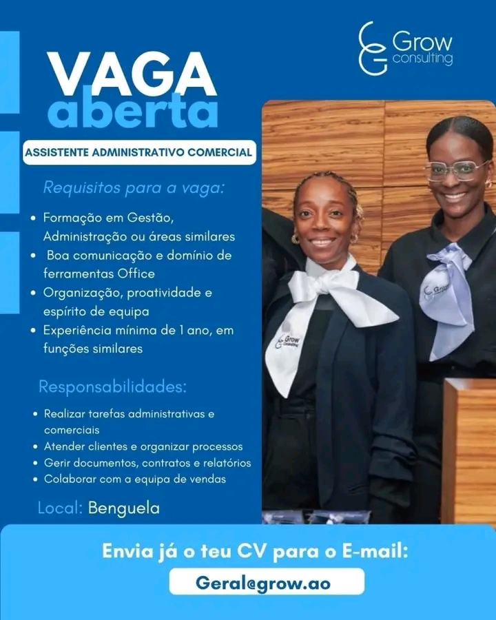 Vaga para Assistente Administrativo Comercial  