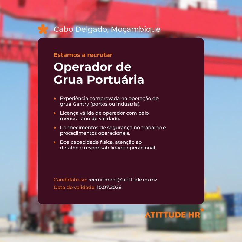 Vaga para Operador de Grua Portuária