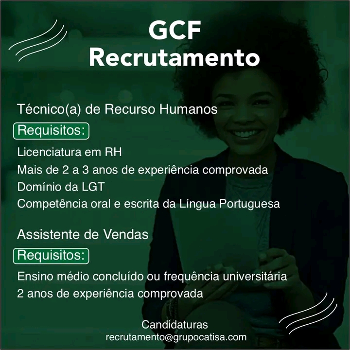 Vaga para Técnico(a) de Recursos Humanos & Assistente de Vendas