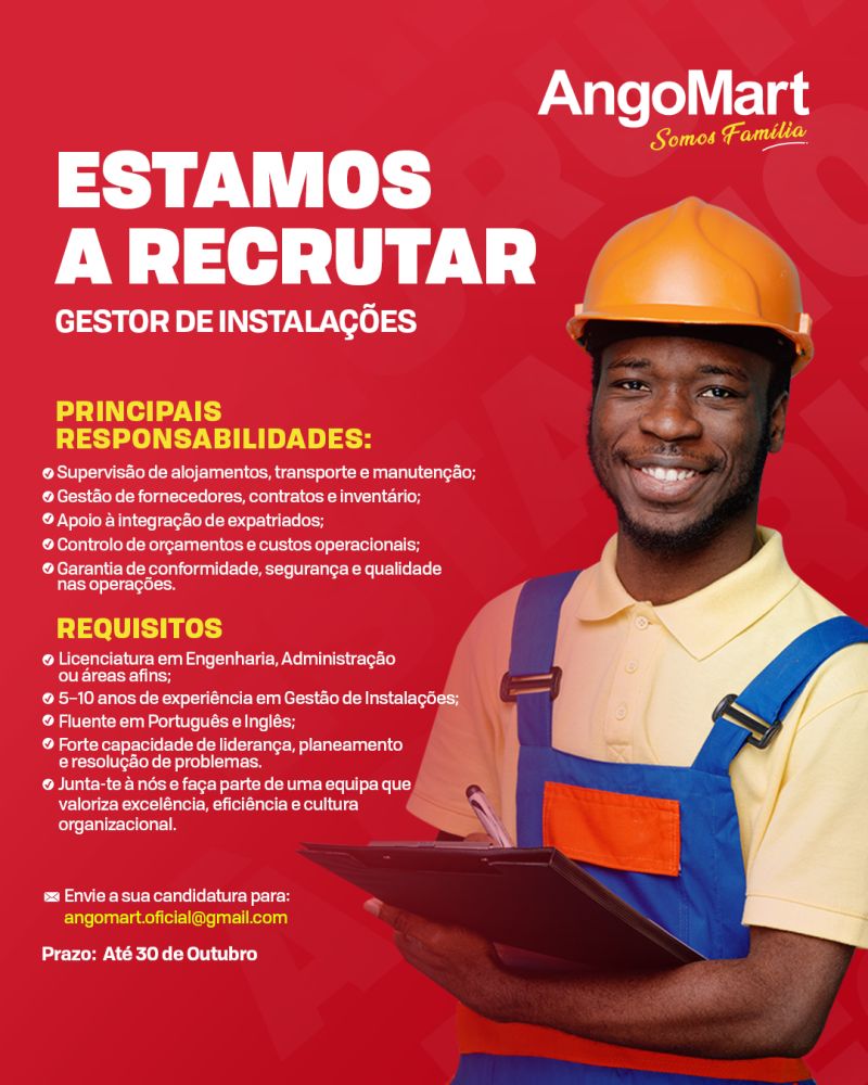 Vaga para Gestor de Instalações (Facility Manager)