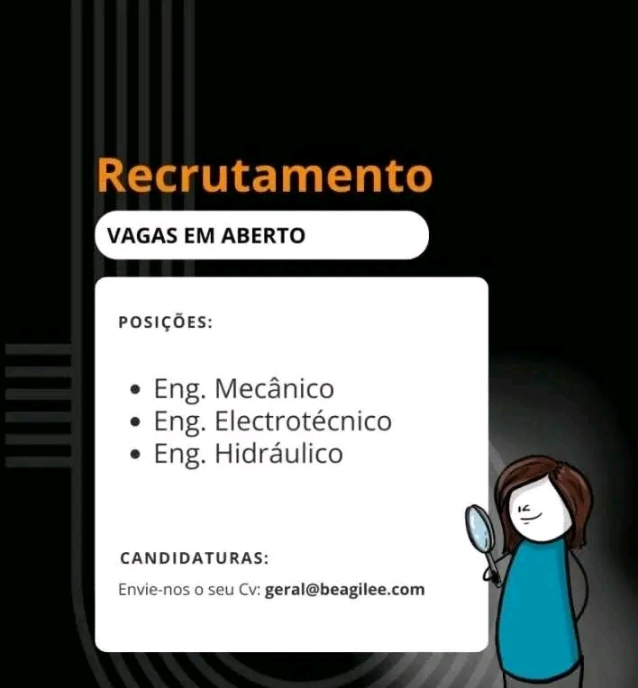 Vagas para Engenheiro Mecânico, Eng. Eletrotécnico, Eng. Hidráulico 