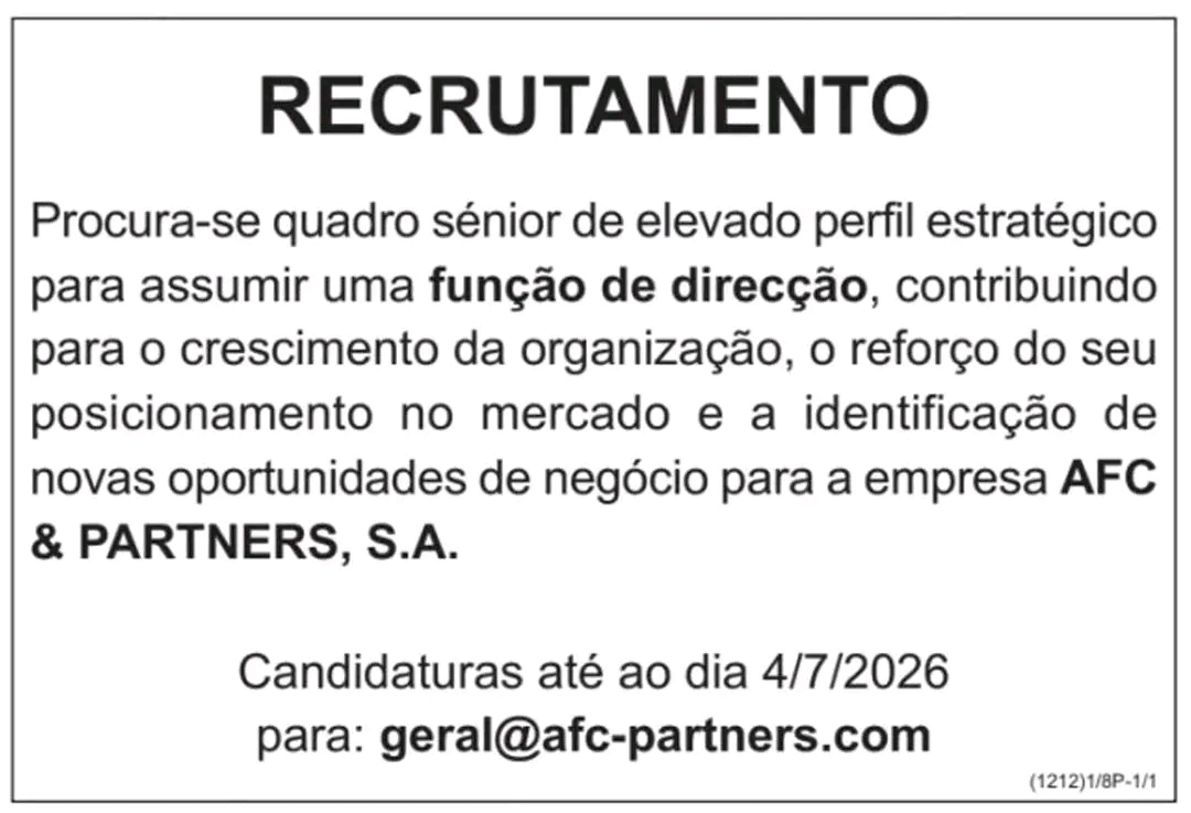 Vaga para Quadro Sénior — Função de Direcção