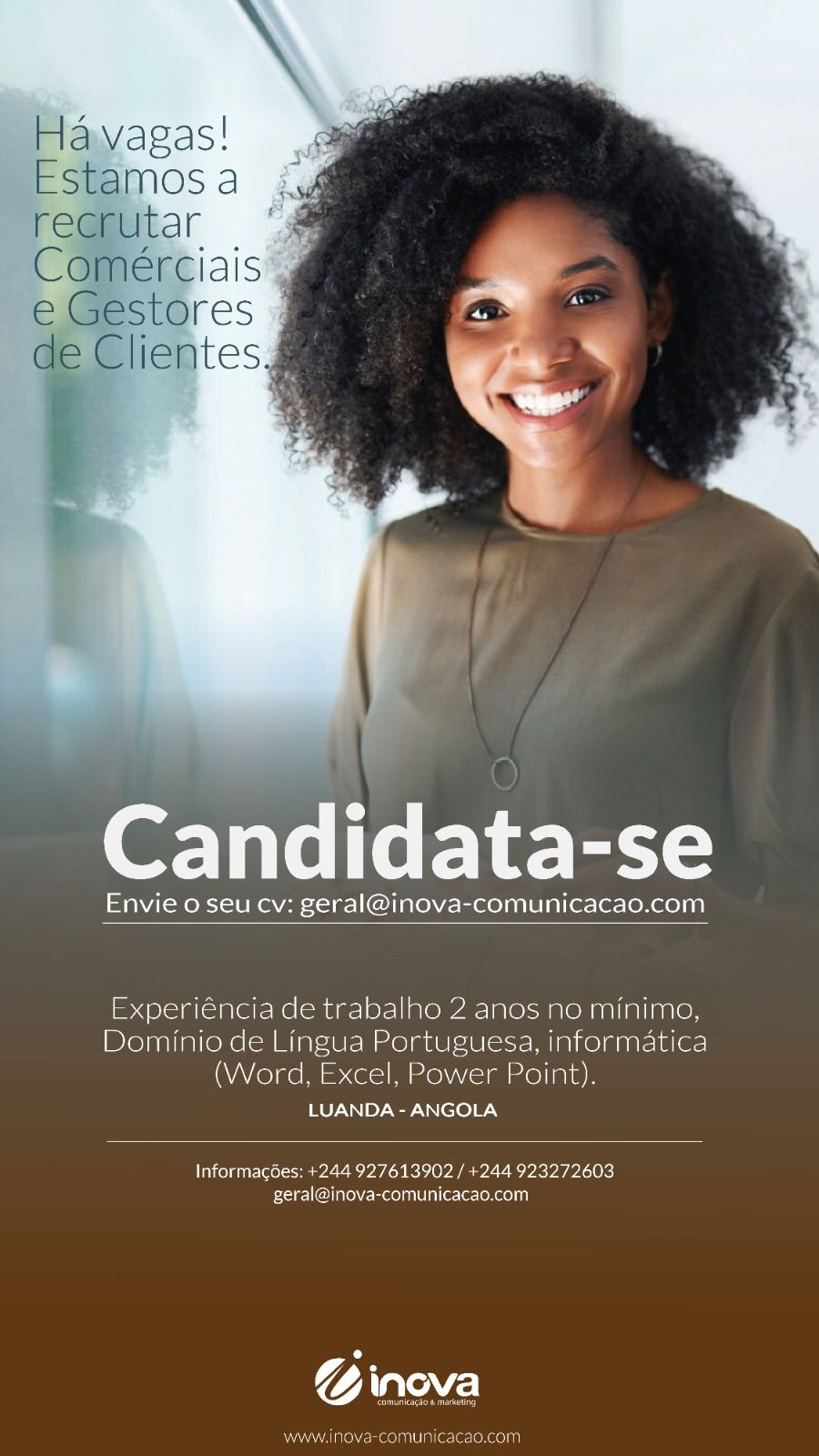 VAGA PARA COMRCIAIS & GESTORES DE CLIENTES 