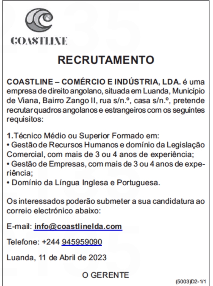 Vaga para Técnico Médio ou Superior em  Gestão de Recursos Humanos