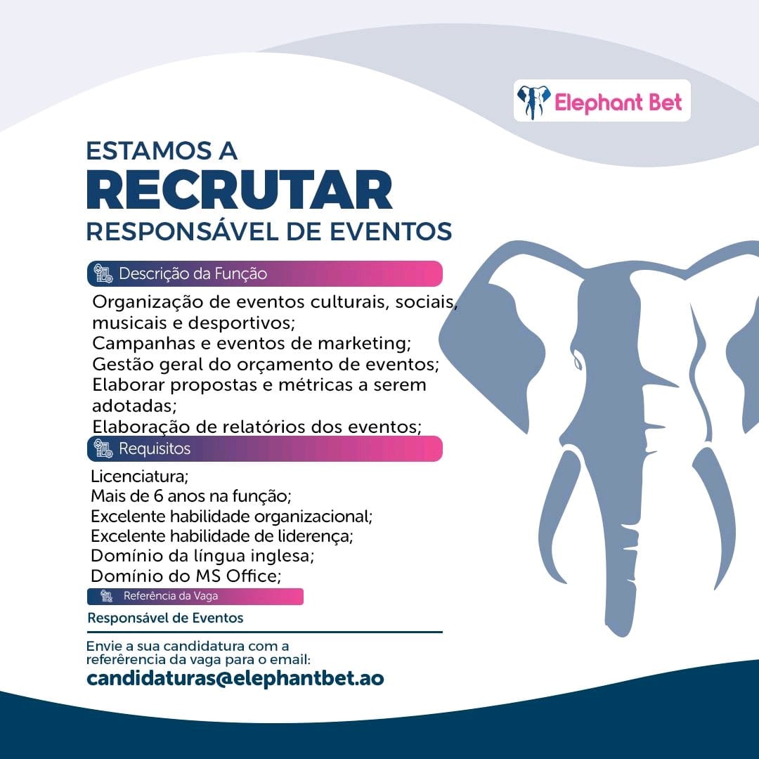 VAGA PARA RESPONSÁVEL DE EVENTOS