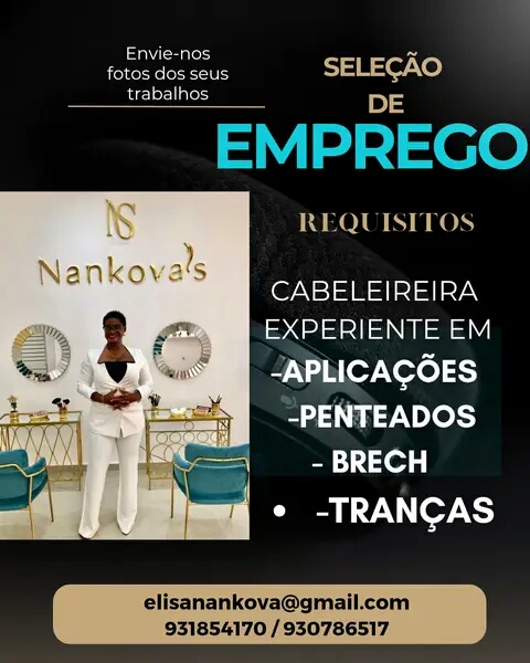 OPORTUNIDADE DE EMPREGO PARA CABELEIREIRA