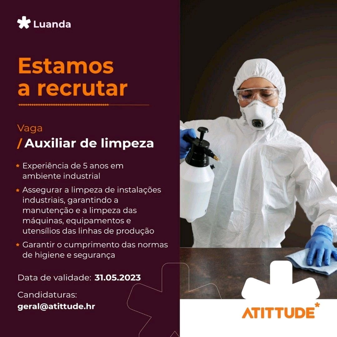 Vaga para Auxiliar de limpeza 