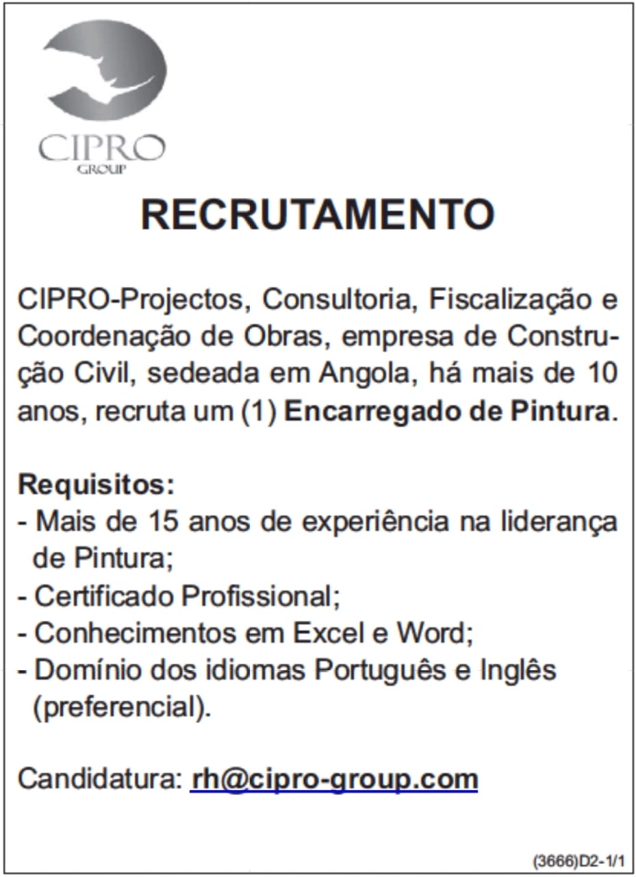 Vaga Para Um (1) Encarregado De Pintura 