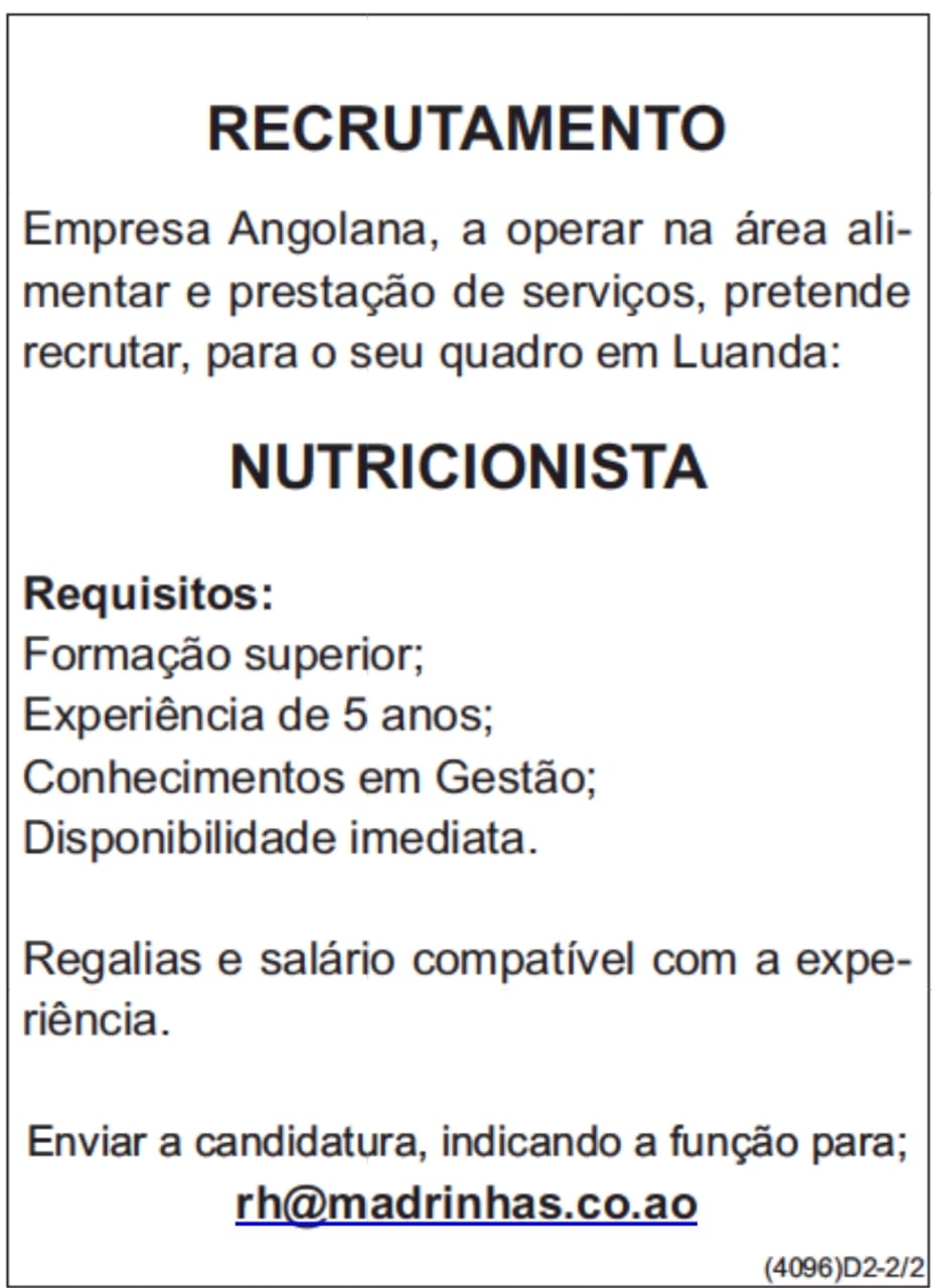 VAGA PARA NUTRICIONISTA
